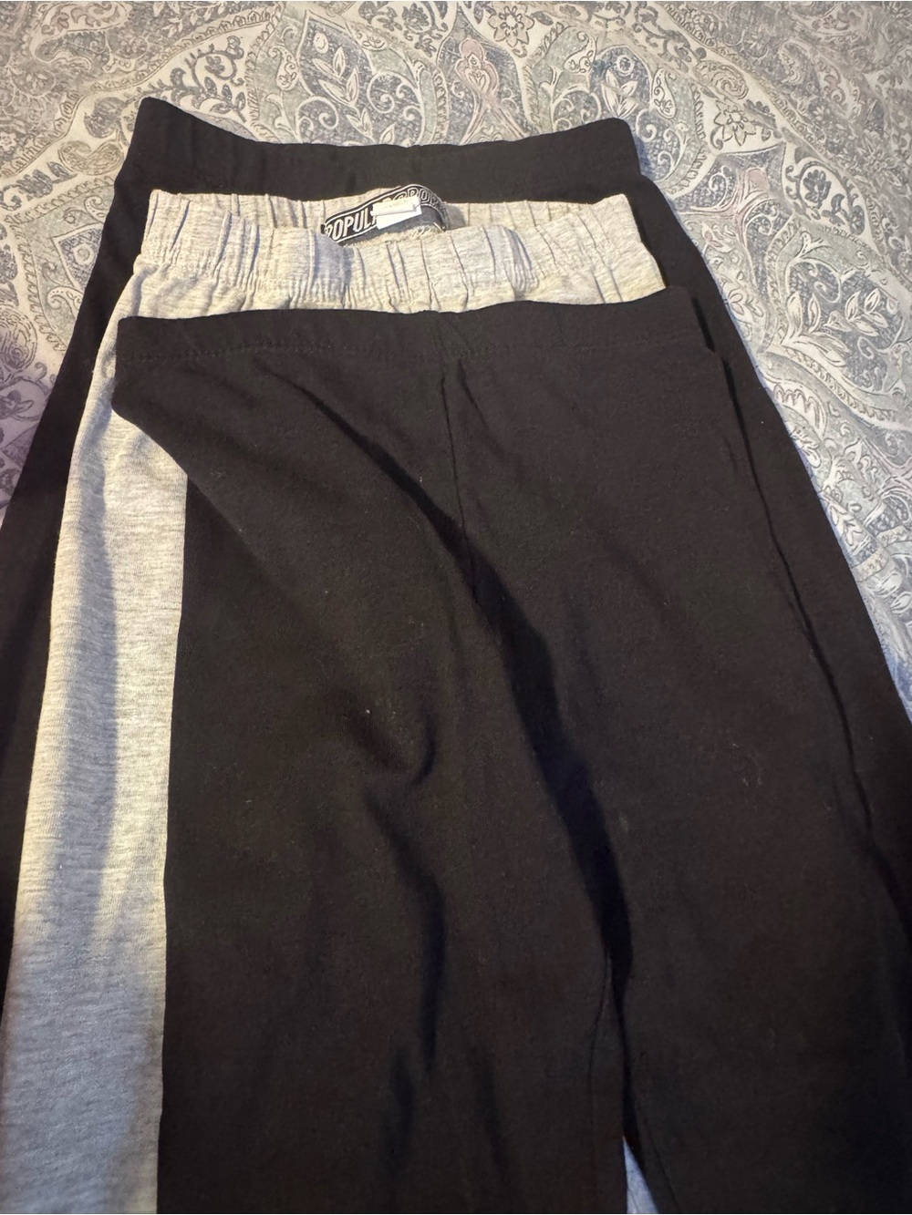Bundle of 3 leggings “2 Cute Black Tee with Multicolor Logo and 1 gray “